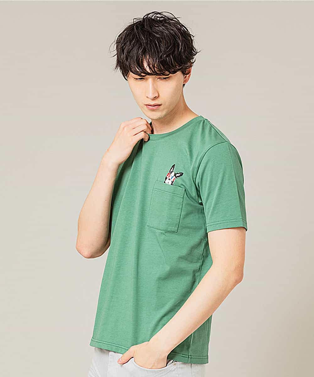MKKGL45045 MK MICHEL KLEIN HOMME(MKミッシェルクランオム) カットソー／ラフィネポケットTシャツ グリーン