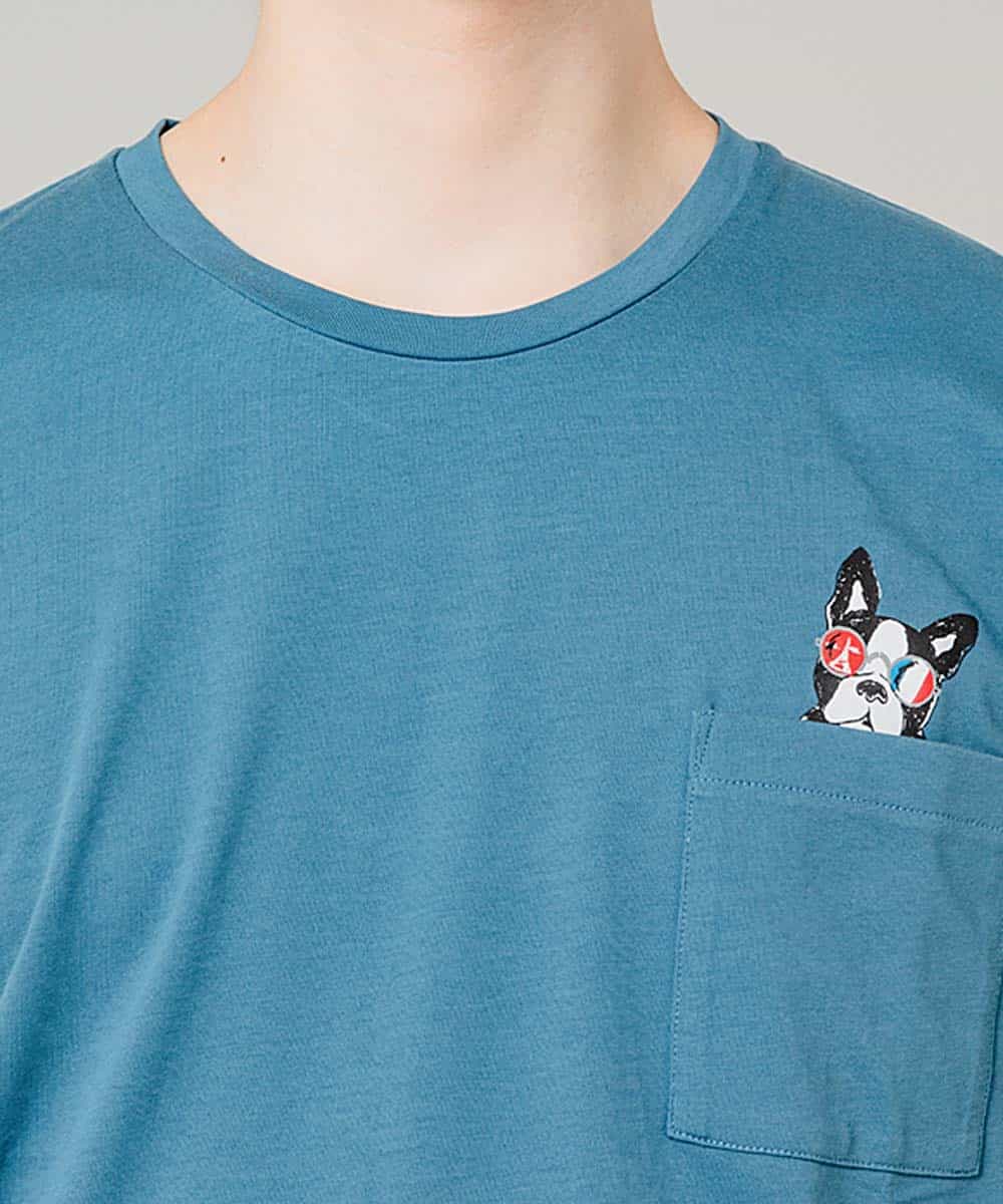 MKKGL45045 MK MICHEL KLEIN HOMME(MKミッシェルクランオム) カットソー／ラフィネポケットTシャツ ブルー