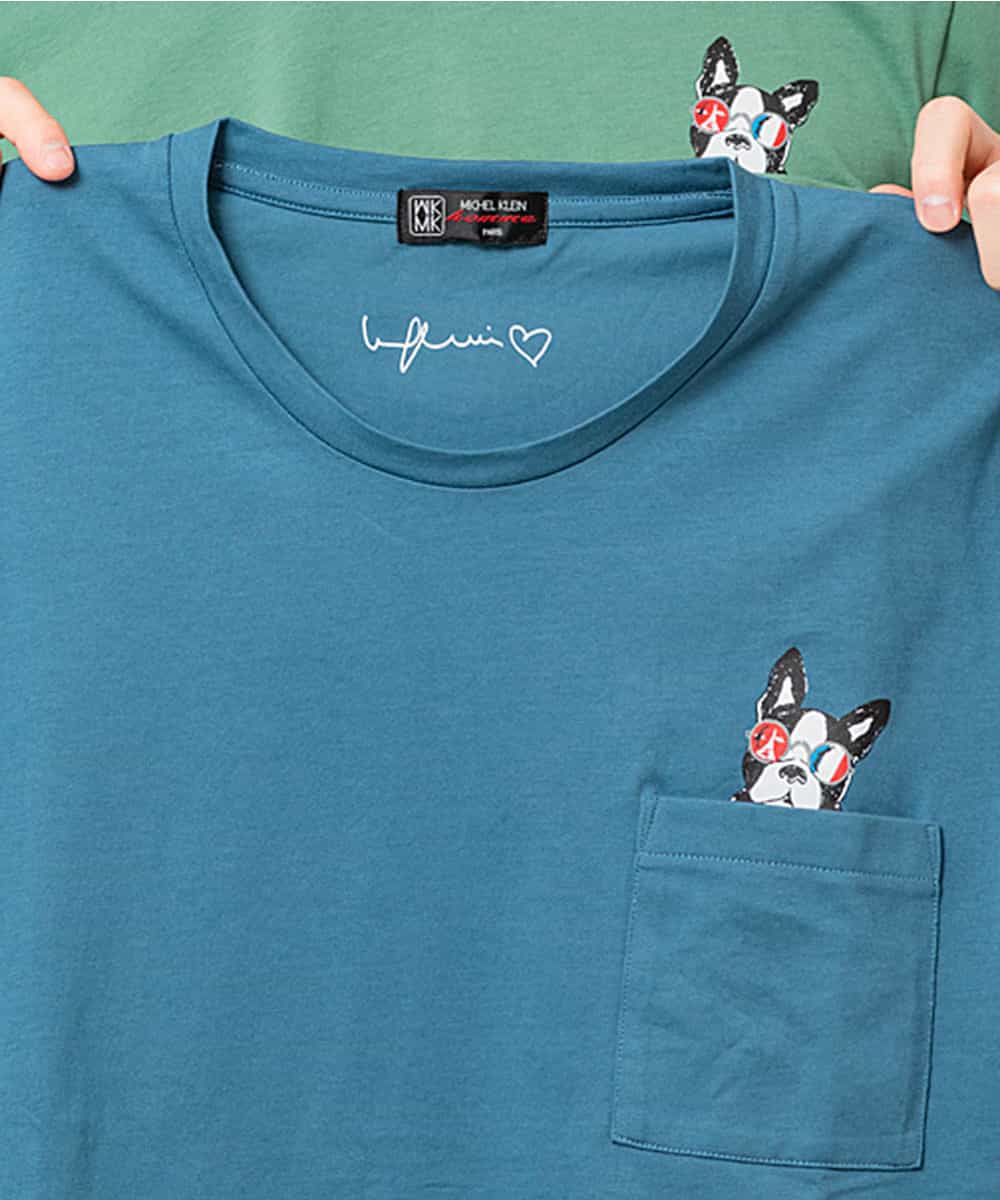 MKKGL45045 MK MICHEL KLEIN HOMME(MKミッシェルクランオム) カットソー／ラフィネポケットTシャツ ブルー