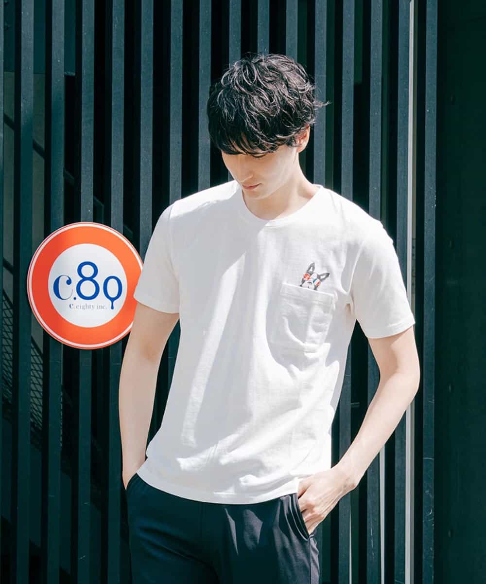 MKKGL45045 MK MICHEL KLEIN HOMME(MKミッシェルクランオム) カットソー／ラフィネポケットTシャツ ホワイト