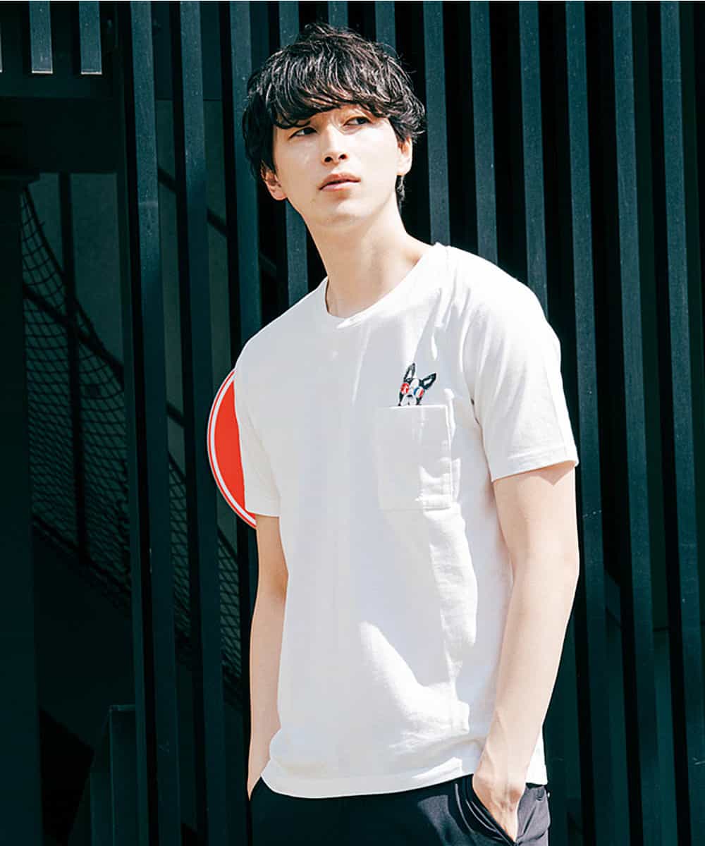 MKKGL45045 MK MICHEL KLEIN HOMME(MKミッシェルクランオム) カットソー／ラフィネポケットTシャツ ホワイト