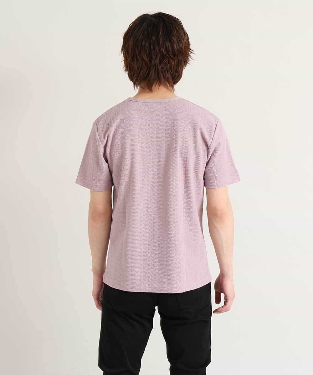 MKKGM50045 MK MICHEL KLEIN HOMME(MKミッシェルクランオム) 【抗菌防臭加工】デオドラントへリンボンカットソー ピンク(03)