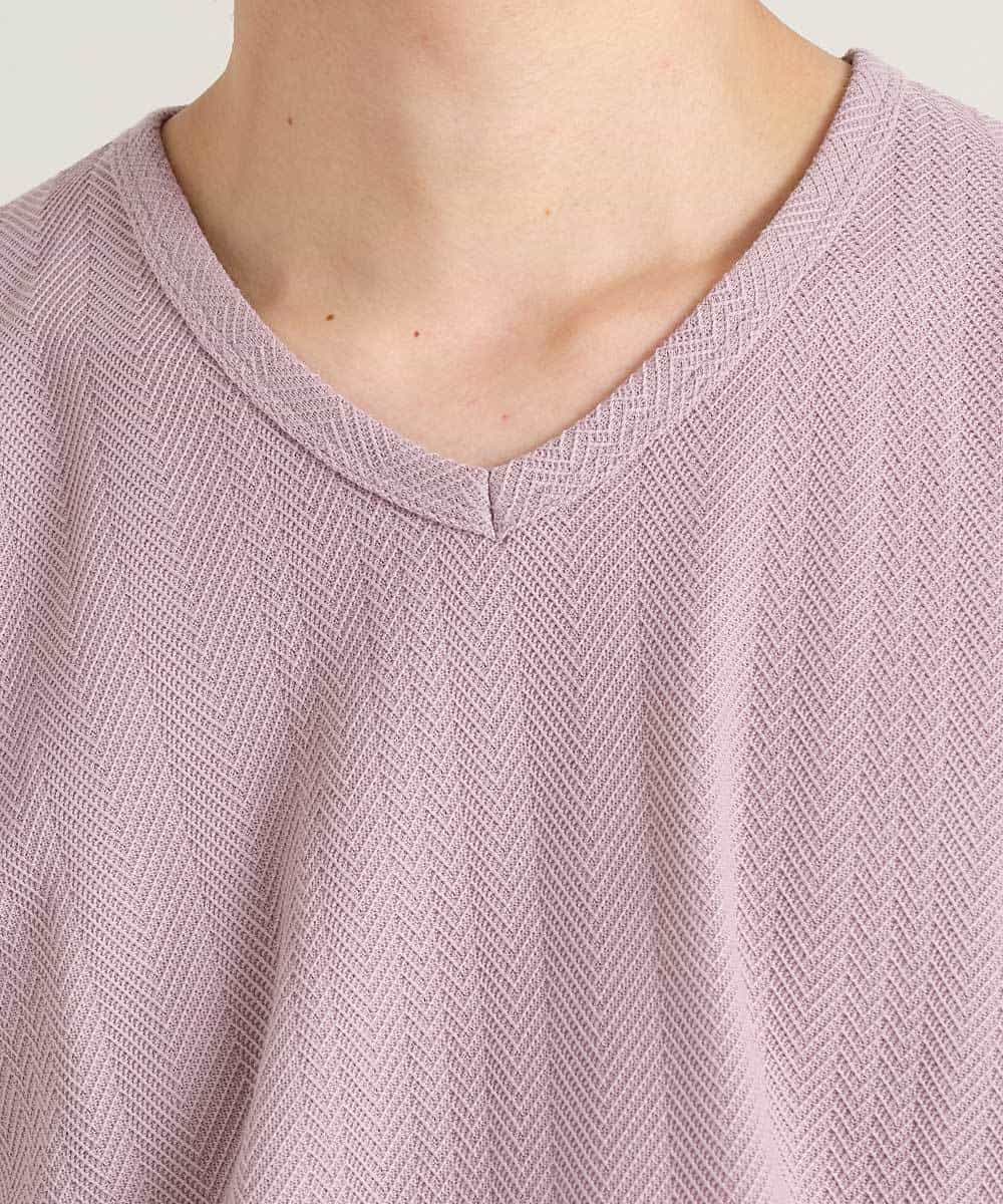 MKKGM50045 MK MICHEL KLEIN HOMME(MKミッシェルクランオム) 【抗菌防臭加工】デオドラントへリンボンカットソー ピンク(03)