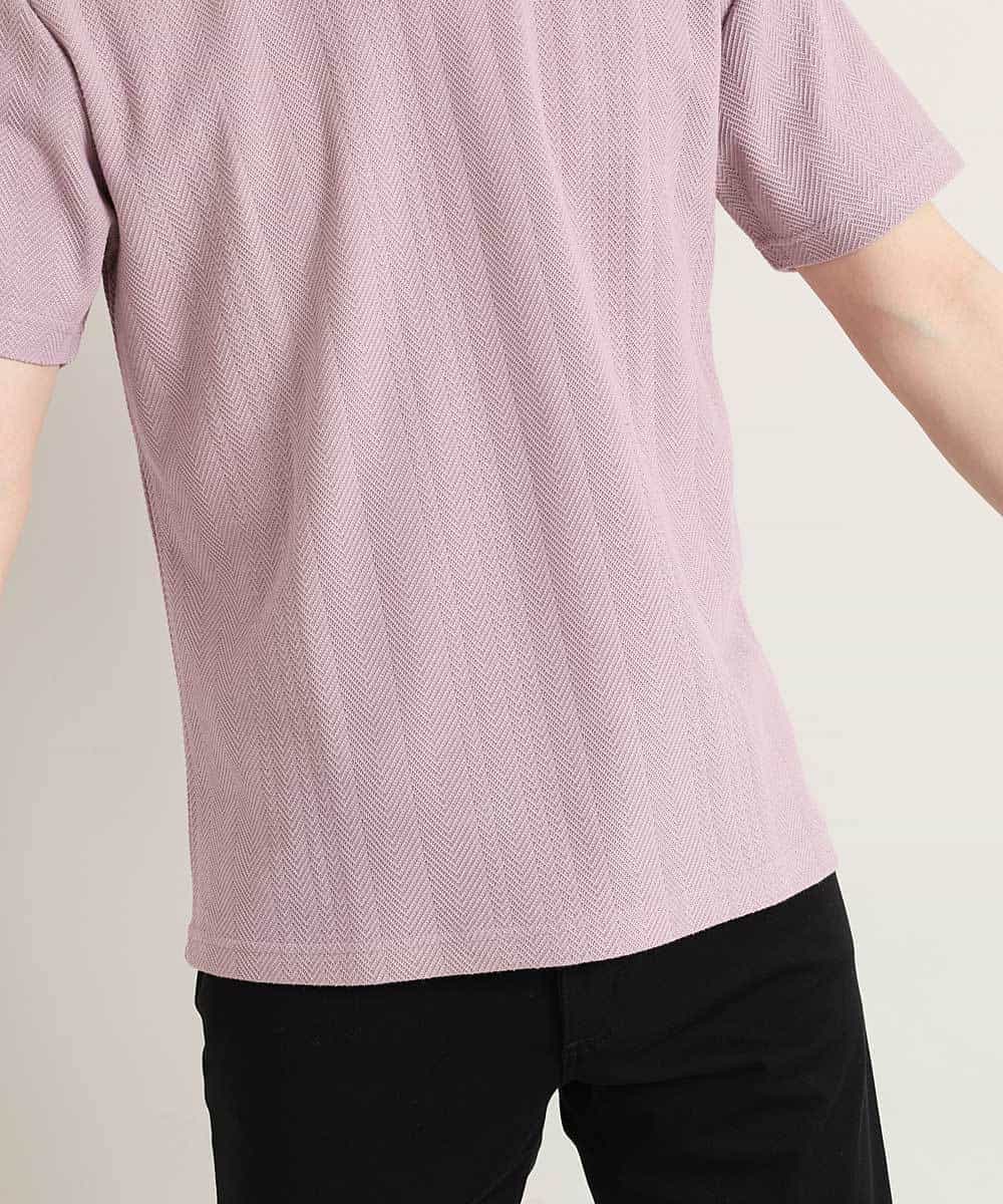 MKKGM50045 MK MICHEL KLEIN HOMME(MKミッシェルクランオム) 【抗菌防臭加工】デオドラントへリンボンカットソー ピンク(03)