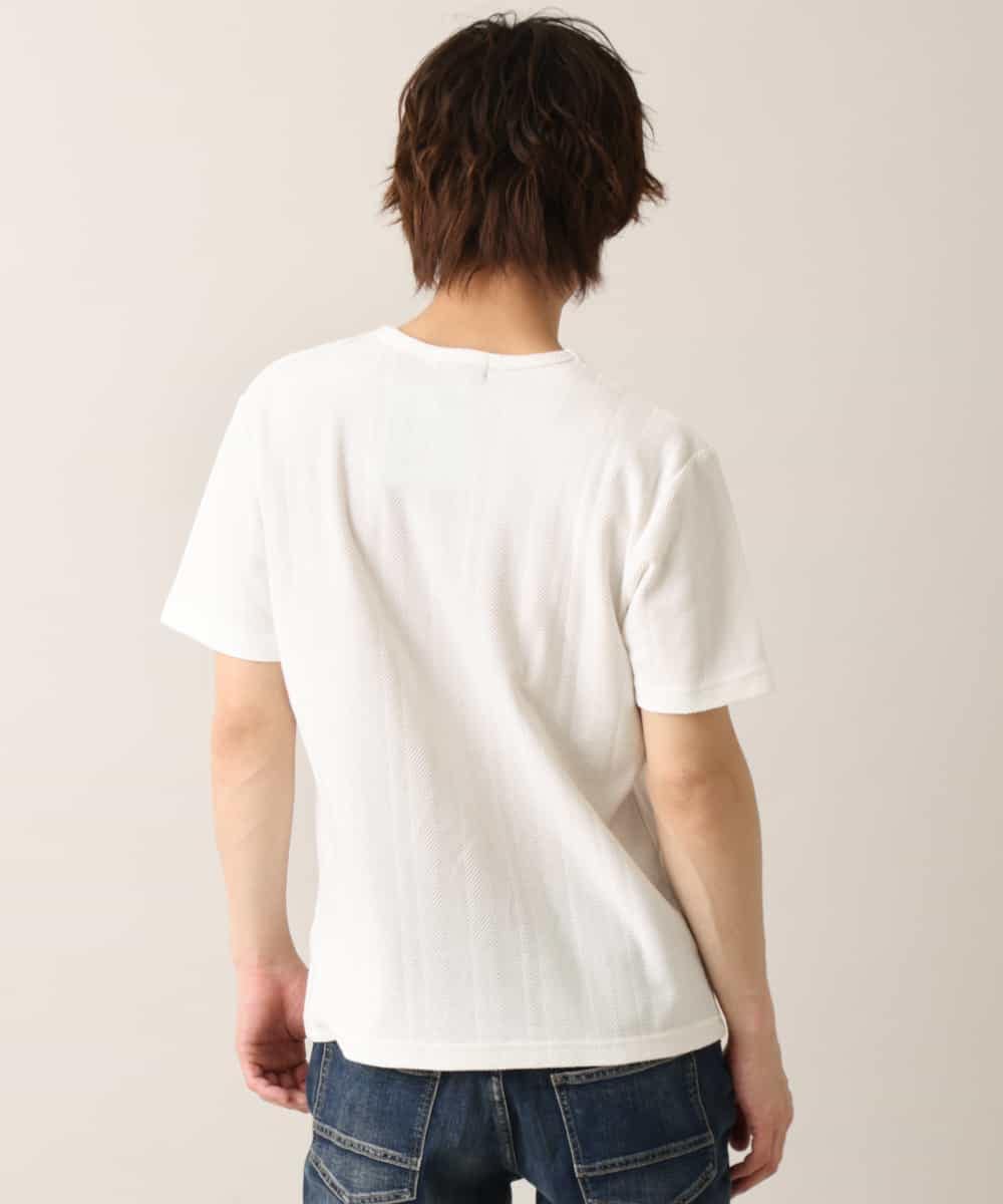 MKKGM50045 MK MICHEL KLEIN HOMME(MKミッシェルクランオム) 【抗菌防臭加工】デオドラントへリンボンカットソー ホワイト(90)