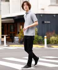 MKKGM53089 MK MICHEL KLEIN HOMME(MKミッシェルクランオム) 【涼しい/洗える】大きいサイズあり　リネンミックスストレッチポロシャツ ライトブルー