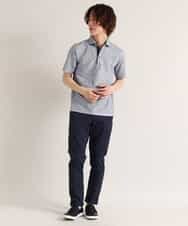 MKKGM53089 MK MICHEL KLEIN HOMME(MKミッシェルクランオム) 【涼しい/洗える】大きいサイズあり　リネンミックスストレッチポロシャツ ライトブルー