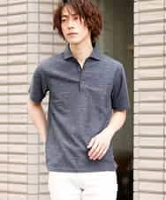MKKGM53089 MK MICHEL KLEIN HOMME(MKミッシェルクランオム) 【涼しい/洗える】大きいサイズあり　リネンミックスストレッチポロシャツ ネイビー