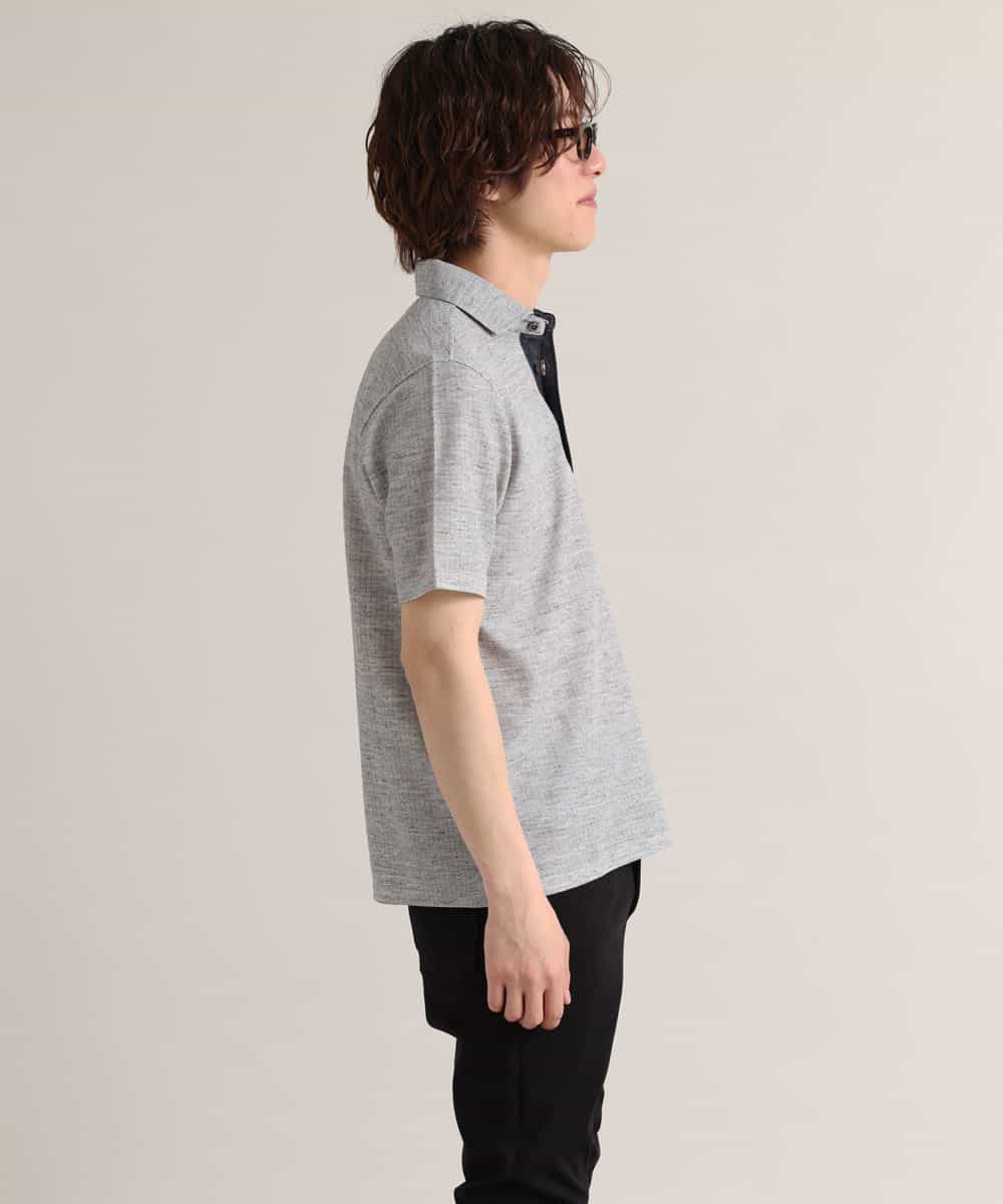 MKKGM53089 MK MICHEL KLEIN HOMME(MKミッシェルクランオム) 【涼しい/洗える】大きいサイズあり　リネンミックスストレッチポロシャツ グレー