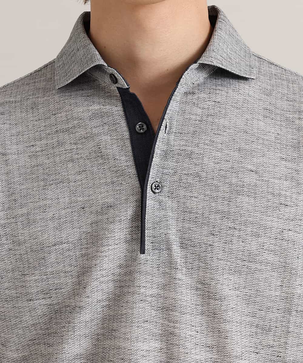 MKKGM53089 MK MICHEL KLEIN HOMME(MKミッシェルクランオム) 【涼しい/洗える】大きいサイズあり　リネンミックスストレッチポロシャツ グレー