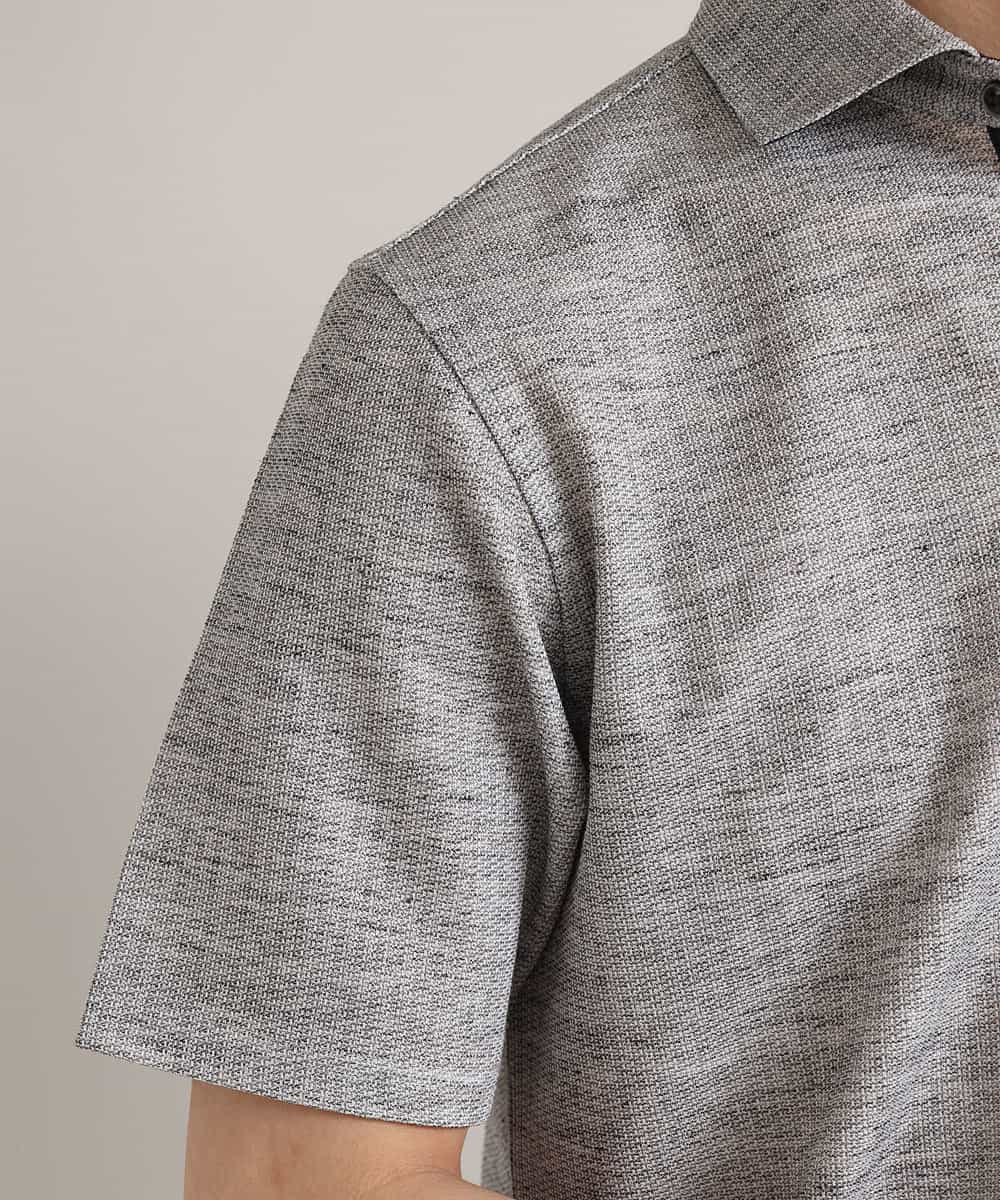 MKKGM53089 MK MICHEL KLEIN HOMME(MKミッシェルクランオム) 【涼しい/洗える】大きいサイズあり　リネンミックスストレッチポロシャツ グレー