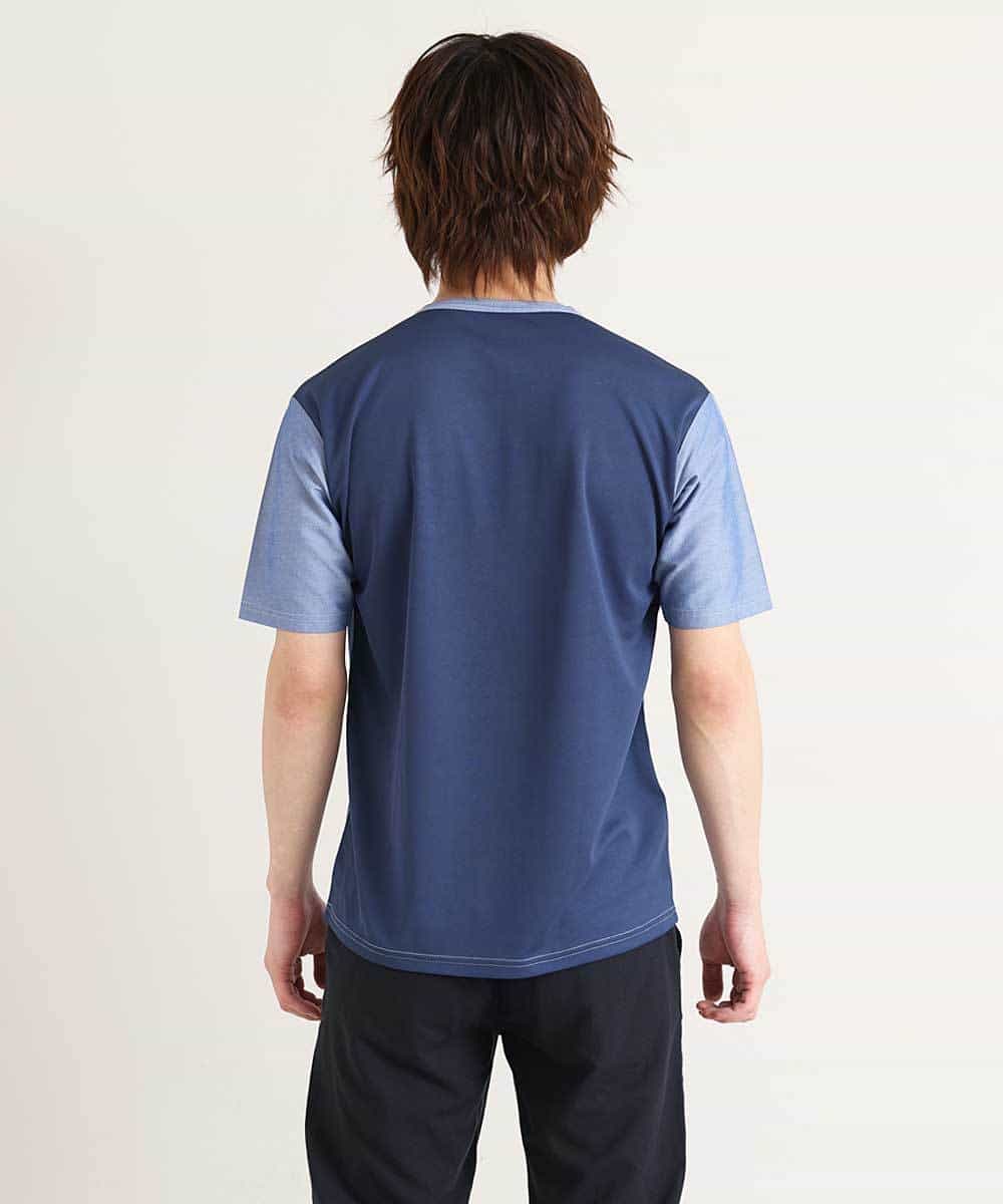 MKKGO09069 MK MICHEL KLEIN HOMME(MKミッシェルクランオム) 【涼しい/軽量/快適ストレッチ】エアメッシュカットソー ブルー