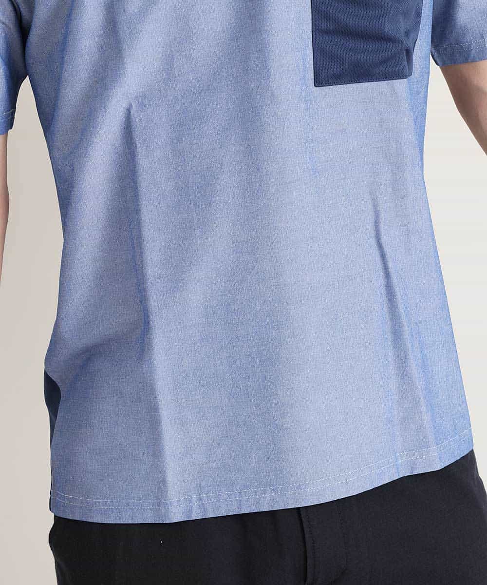 MKKGO09069 MK MICHEL KLEIN HOMME(MKミッシェルクランオム) 【涼しい/軽量/快適ストレッチ】エアメッシュカットソー ブルー