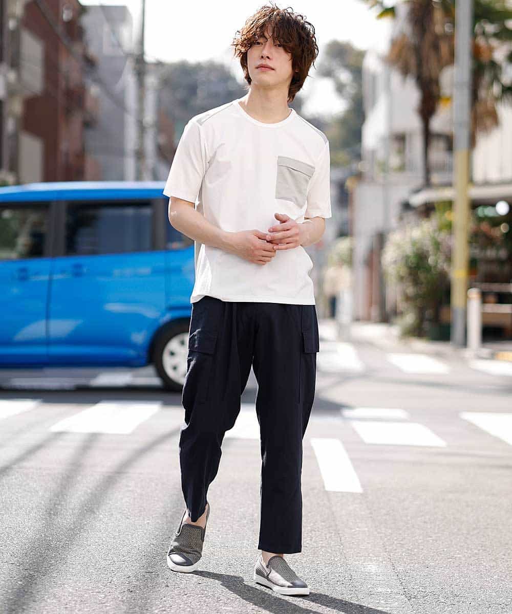 MKKGO09069 MK MICHEL KLEIN HOMME(MKミッシェルクランオム) 【涼しい/軽量/快適ストレッチ】エアメッシュカットソー ホワイト