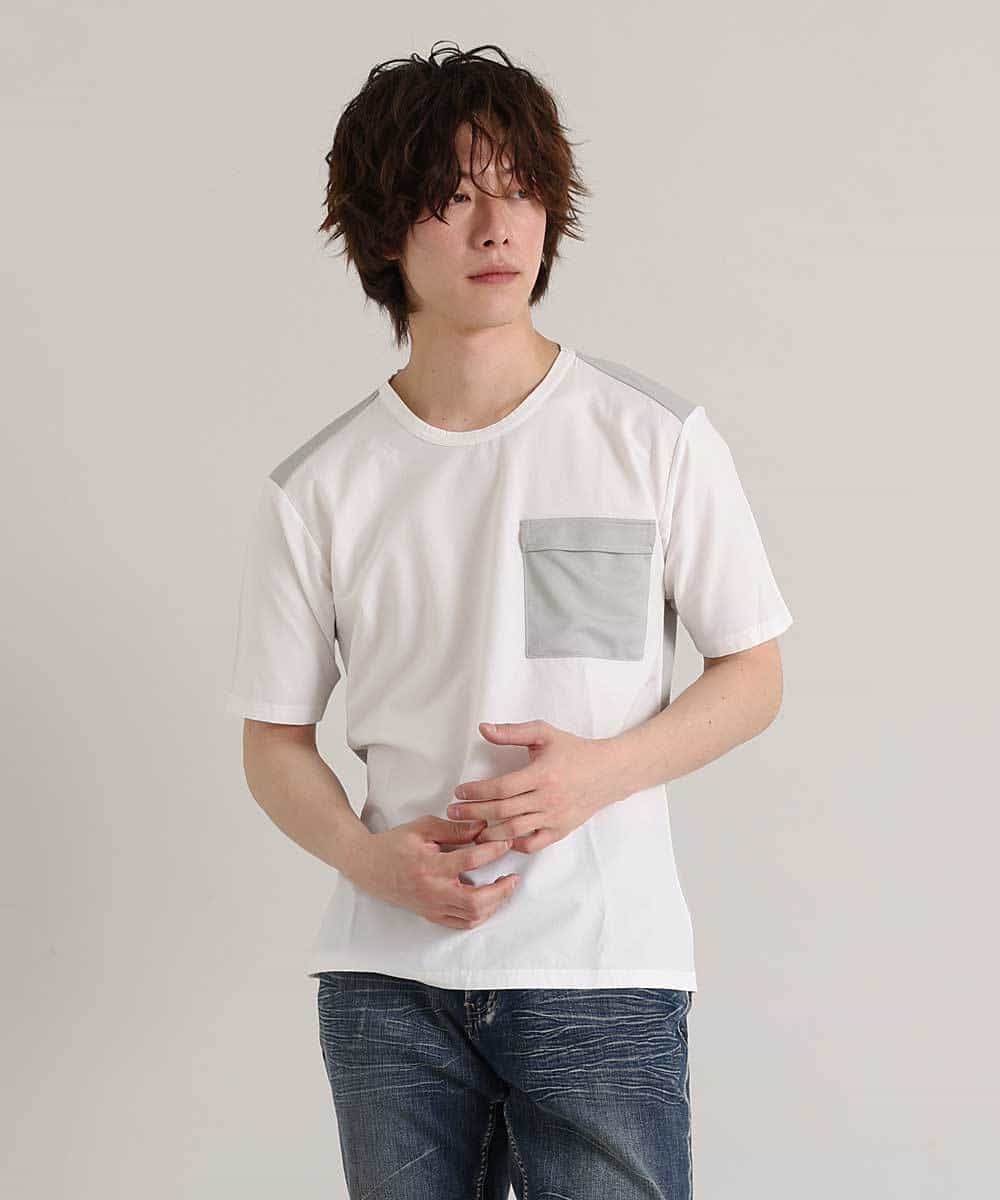 MKKGO09069 MK MICHEL KLEIN HOMME(MKミッシェルクランオム) 【涼しい/軽量/快適ストレッチ】エアメッシュカットソー ホワイト