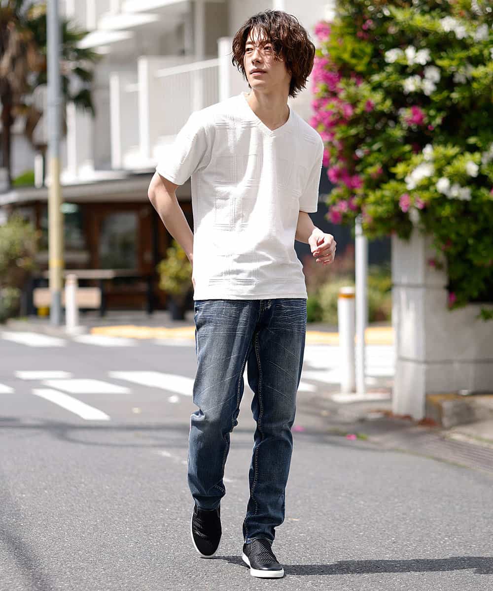 MKKGO15059 MK MICHEL KLEIN HOMME(MKミッシェルクランオム) ブロックランダムパイル ホワイト