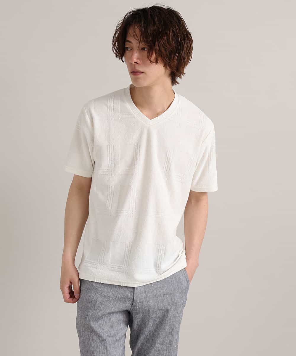 MKKGO15059 MK MICHEL KLEIN HOMME(MKミッシェルクランオム) ブロックランダムパイル ホワイト