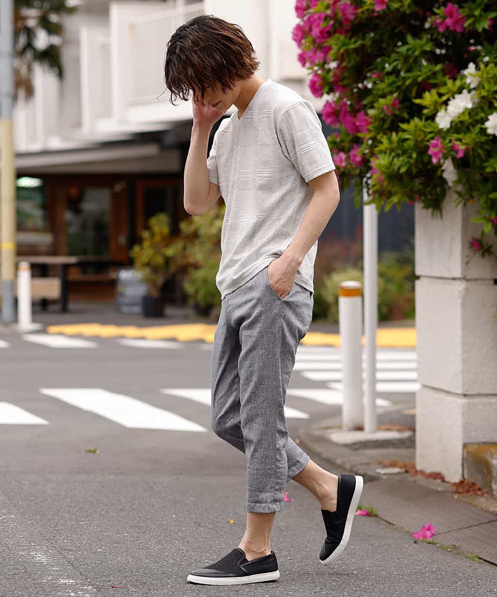 MKKGO15059 MK MICHEL KLEIN HOMME(MKミッシェルクランオム) ブロックランダムパイル ライトグレー