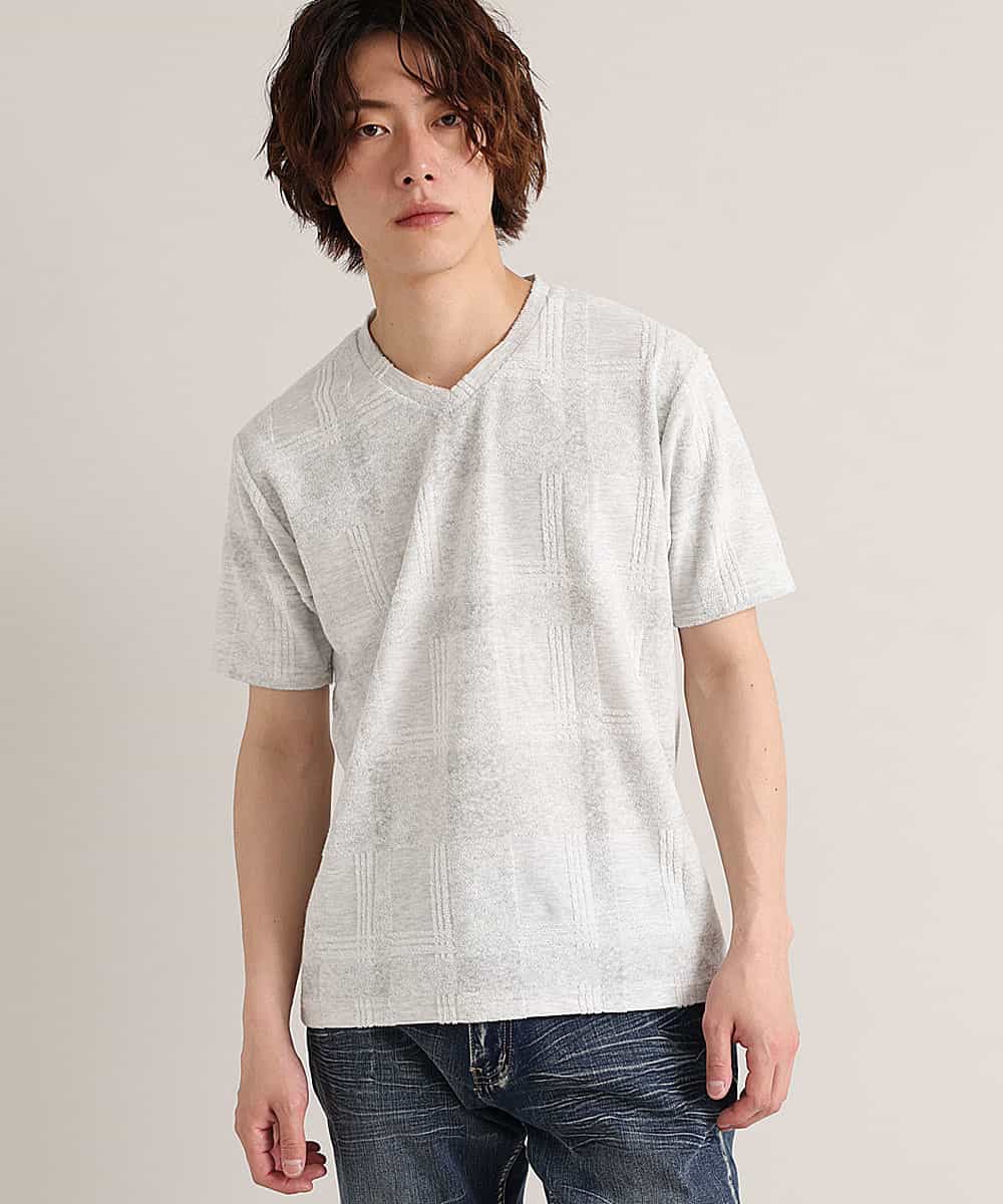 MKKGO15059 MK MICHEL KLEIN HOMME(MKミッシェルクランオム) ブロックランダムパイル ライトグレー