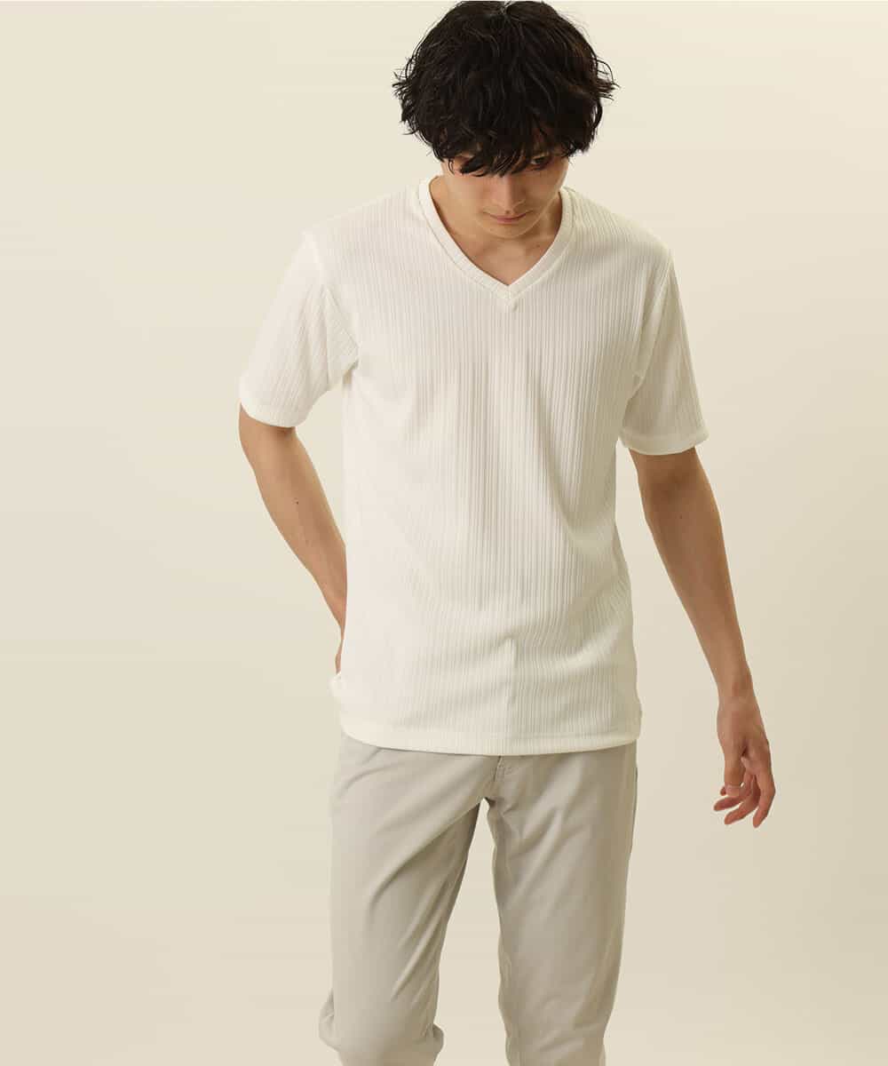 MKKGP58059 MK MICHEL KLEIN HOMME(MKミッシェルクランオム) シンプルVネックTシャツ ホワイト