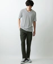 MKKGR15059 MK MICHEL KLEIN HOMME(MKミッシェルクランオム) ＶネックボーダーＴシャツ ホワイト