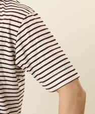 MKKGR15059 MK MICHEL KLEIN HOMME(MKミッシェルクランオム) ＶネックボーダーＴシャツ ボルドー