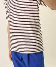 MKKGR15059 MK MICHEL KLEIN HOMME(MKミッシェルクランオム) ＶネックボーダーＴシャツ ボルドー