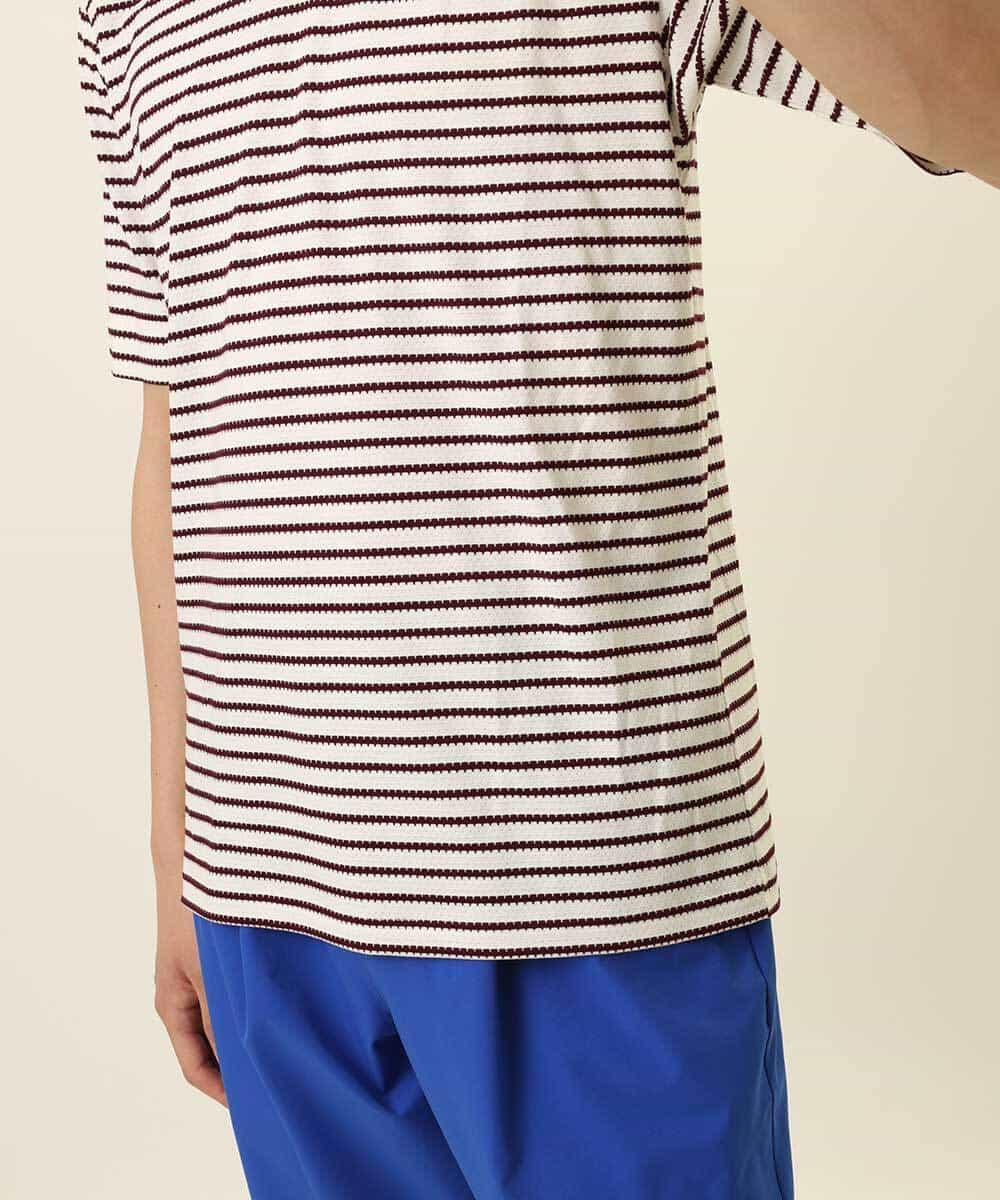 MKKGR15059 MK MICHEL KLEIN HOMME(MKミッシェルクランオム) ＶネックボーダーＴシャツ ボルドー