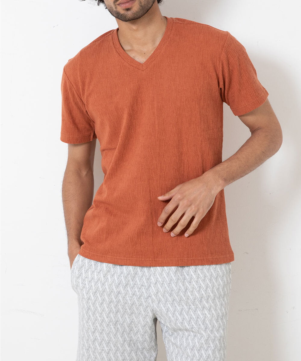 MKKGR46045 MK MICHEL KLEIN HOMME(MKミッシェルクランオム) スマートＶネックＴシャツ オレンジ