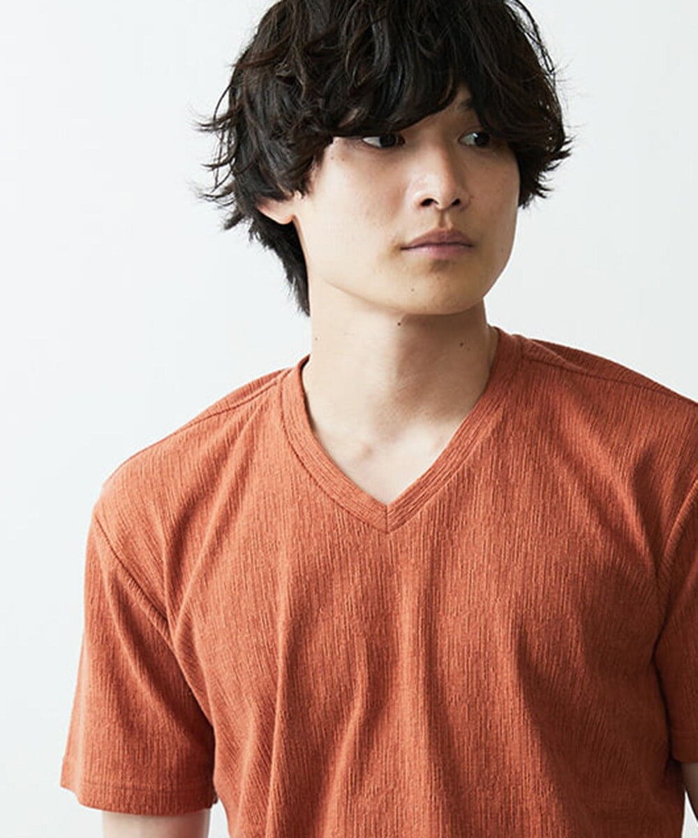 MKKGR46045 MK MICHEL KLEIN HOMME(MKミッシェルクランオム) スマートＶネックＴシャツ オレンジ