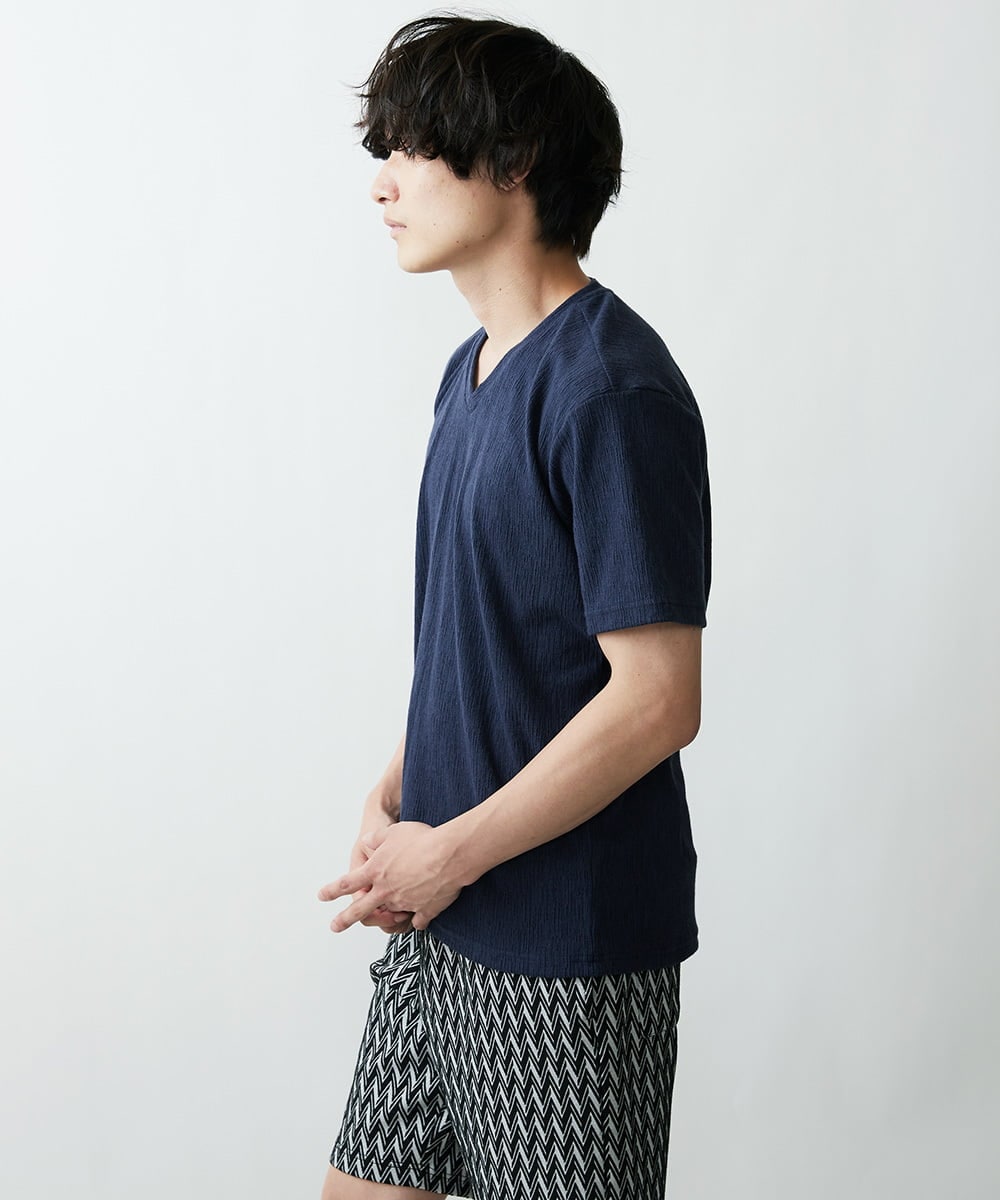 MKKGR46045 MK MICHEL KLEIN HOMME(MKミッシェルクランオム) スマートＶネックＴシャツ ネイビー