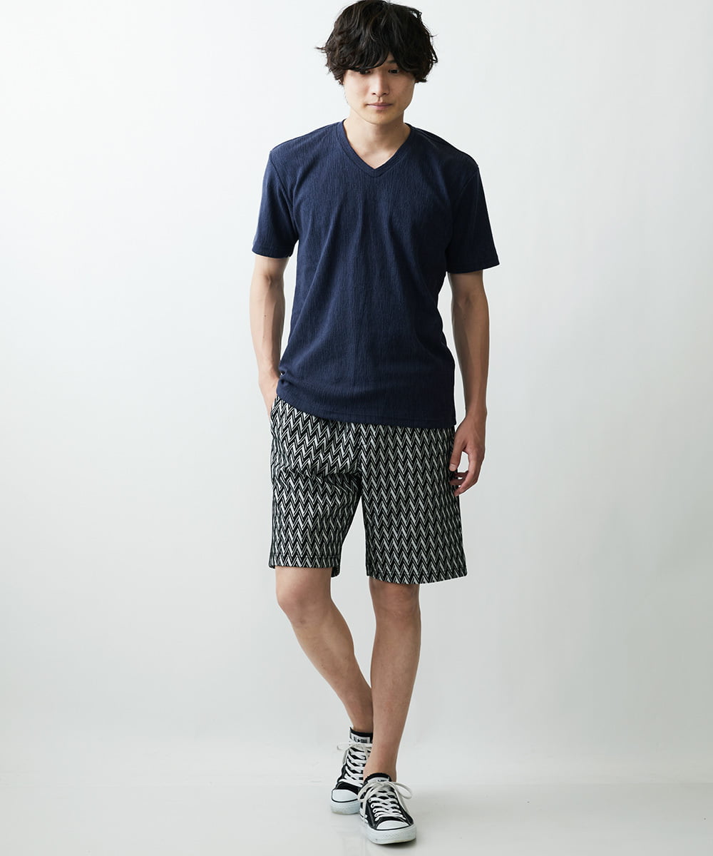MKKGR46045 MK MICHEL KLEIN HOMME(MKミッシェルクランオム) スマートＶネックＴシャツ ネイビー