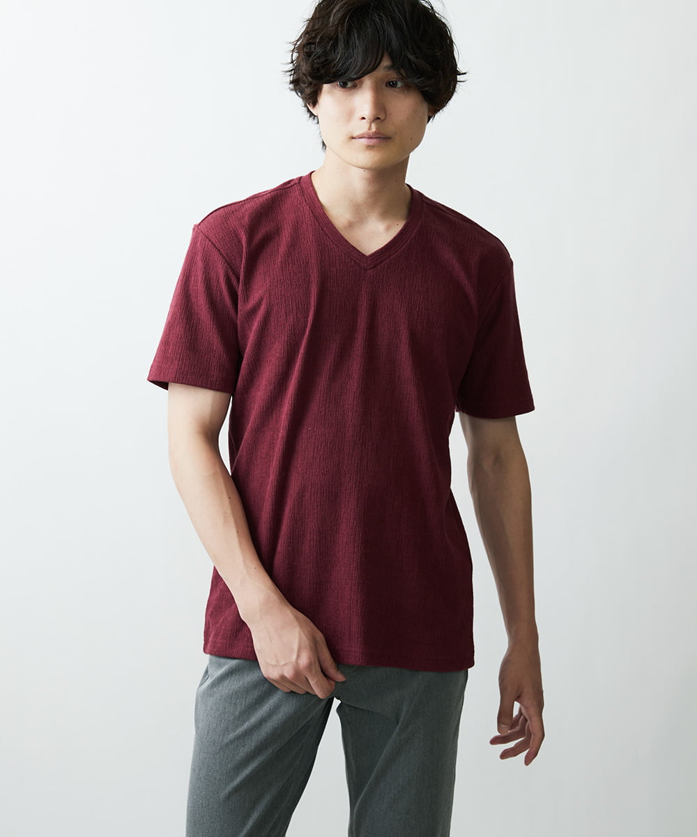 MKKGR46045 MK MICHEL KLEIN HOMME(MKミッシェルクランオム) スマートＶネックＴシャツ パープル