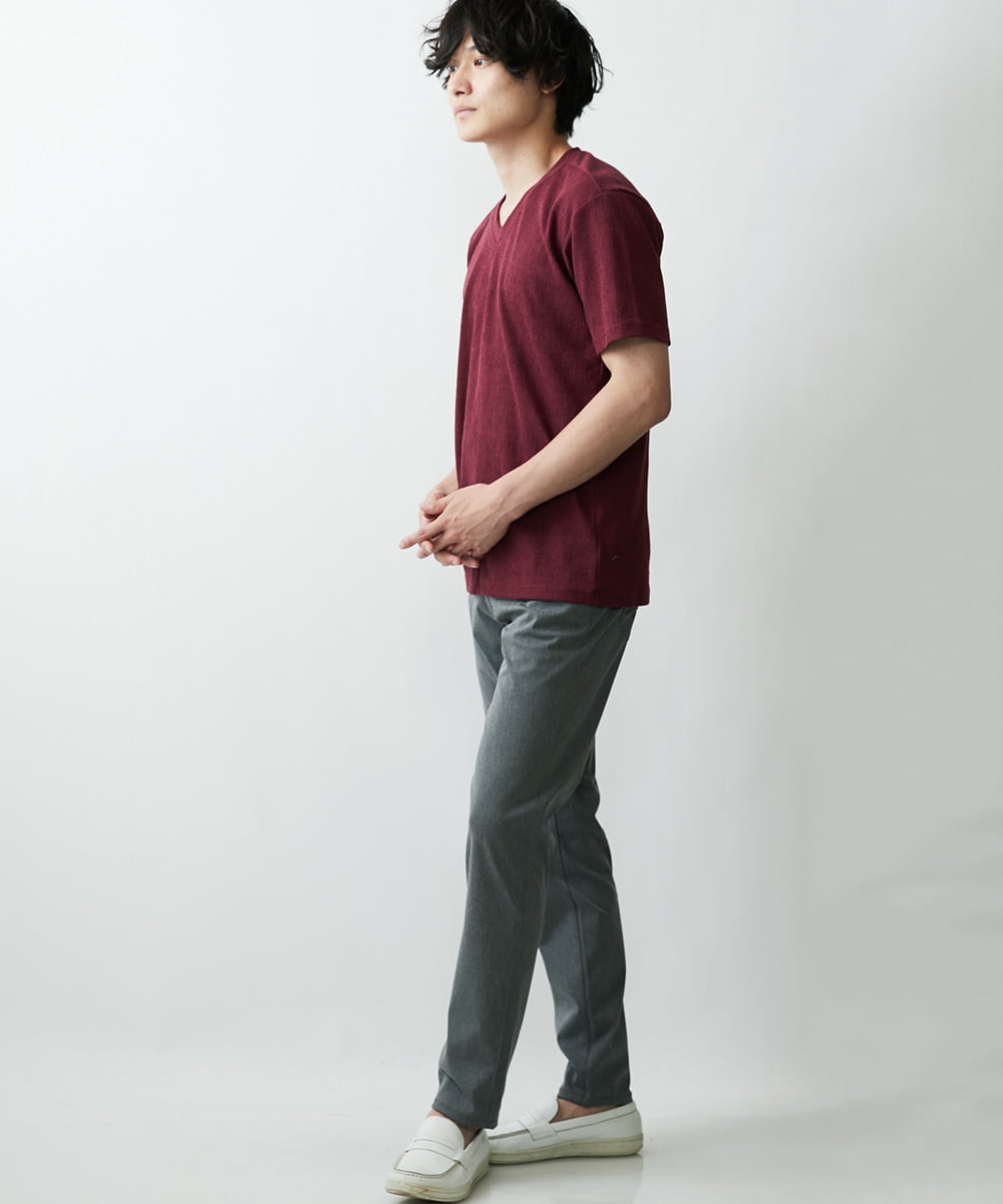 MKKGR46045 MK MICHEL KLEIN HOMME(MKミッシェルクランオム) スマートＶネックＴシャツ パープル