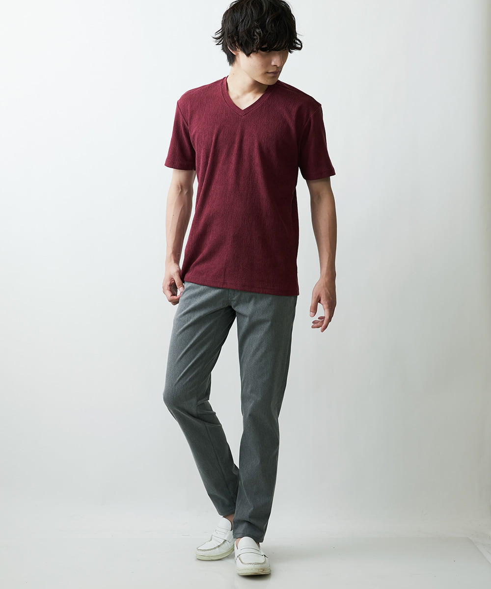 MKKGR46045 MK MICHEL KLEIN HOMME(MKミッシェルクランオム) スマートＶネックＴシャツ パープル
