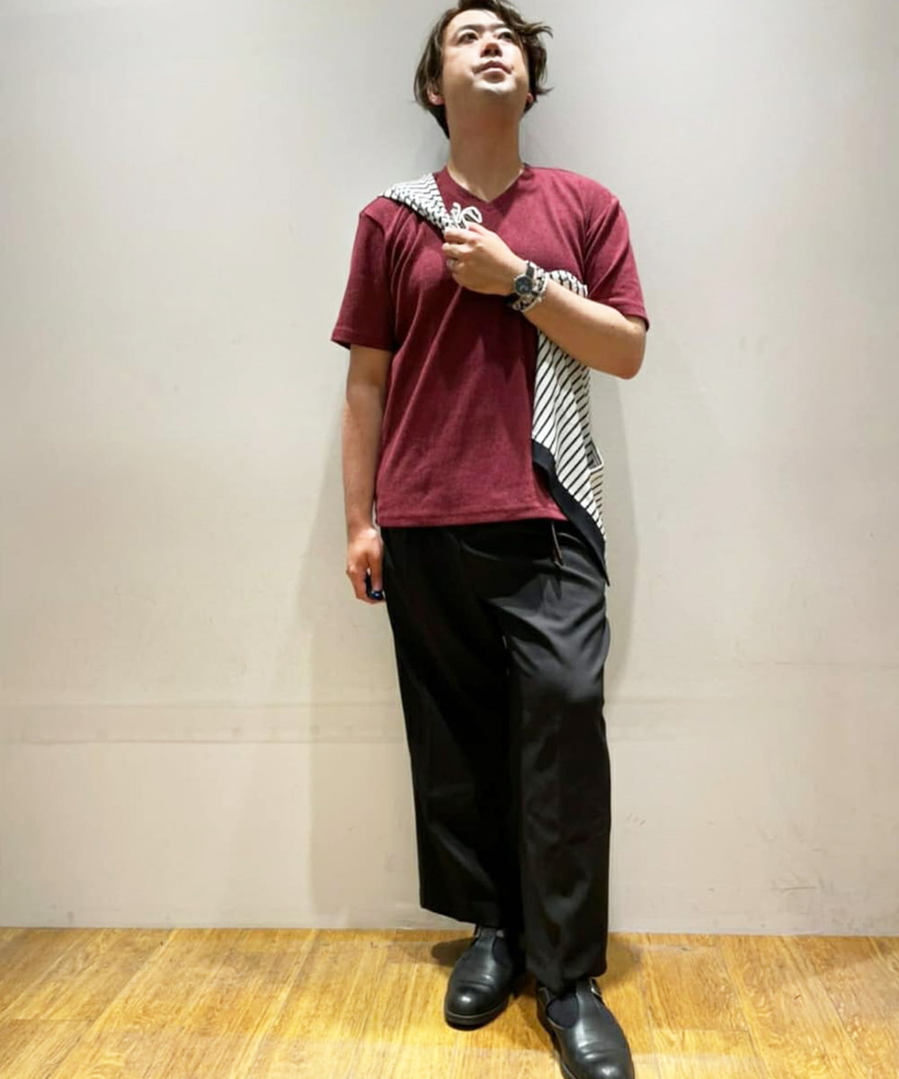 MKKGR46045 MK MICHEL KLEIN HOMME(MKミッシェルクランオム) スマートＶネックＴシャツ パープル