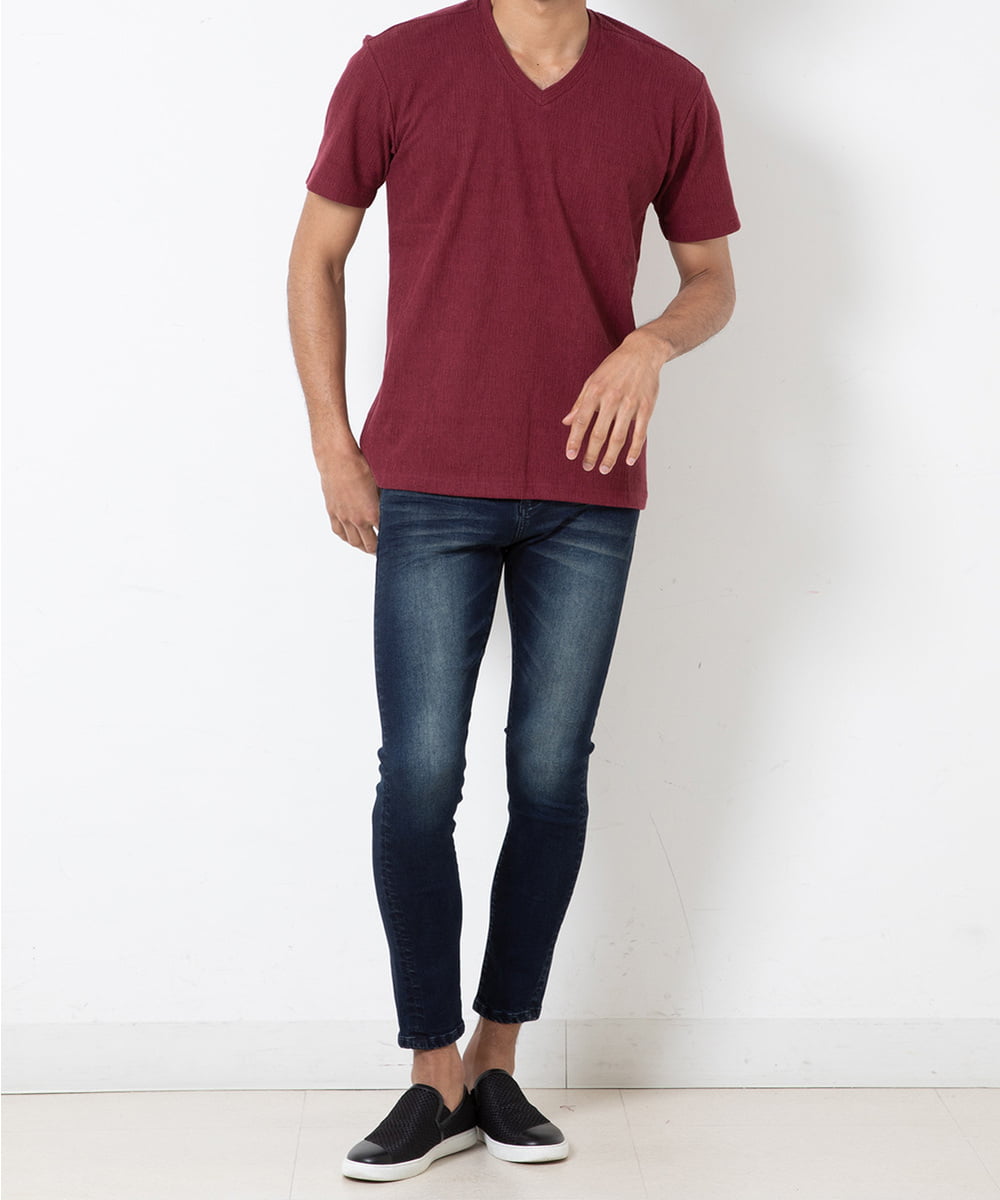 MKKGR46045 MK MICHEL KLEIN HOMME(MKミッシェルクランオム) スマートＶネックＴシャツ パープル
