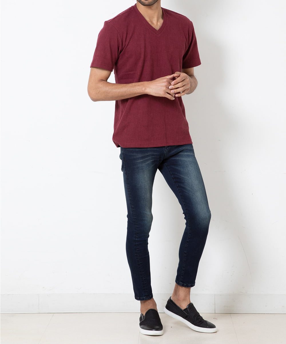 MKKGR46045 MK MICHEL KLEIN HOMME(MKミッシェルクランオム) スマートＶネックＴシャツ パープル
