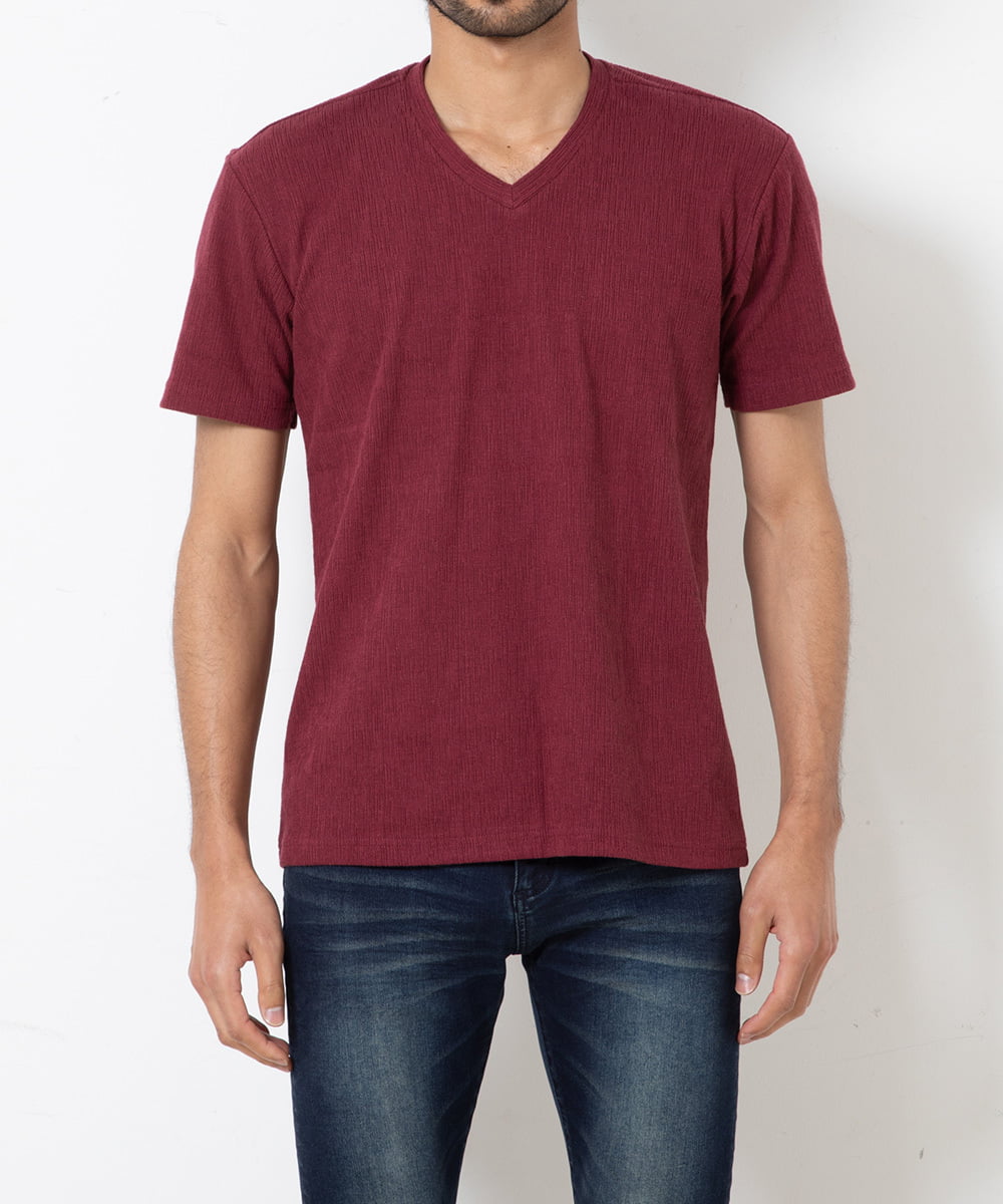 MKKGR46045 MK MICHEL KLEIN HOMME(MKミッシェルクランオム) スマートＶネックＴシャツ パープル