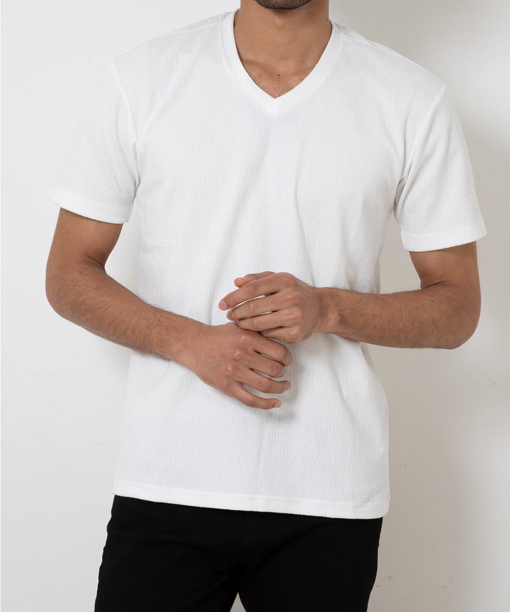 MKKGR46045 MK MICHEL KLEIN HOMME(MKミッシェルクランオム) スマートＶネックＴシャツ ホワイト