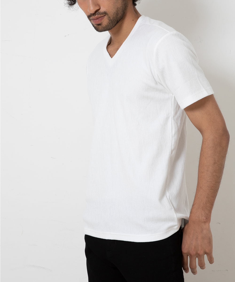 MKKGR46045 MK MICHEL KLEIN HOMME(MKミッシェルクランオム) スマートＶネックＴシャツ ホワイト
