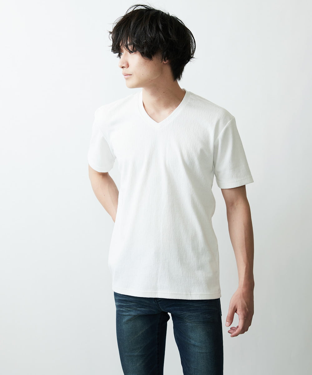 MKKGR46045 MK MICHEL KLEIN HOMME(MKミッシェルクランオム) スマートＶネックＴシャツ ホワイト
