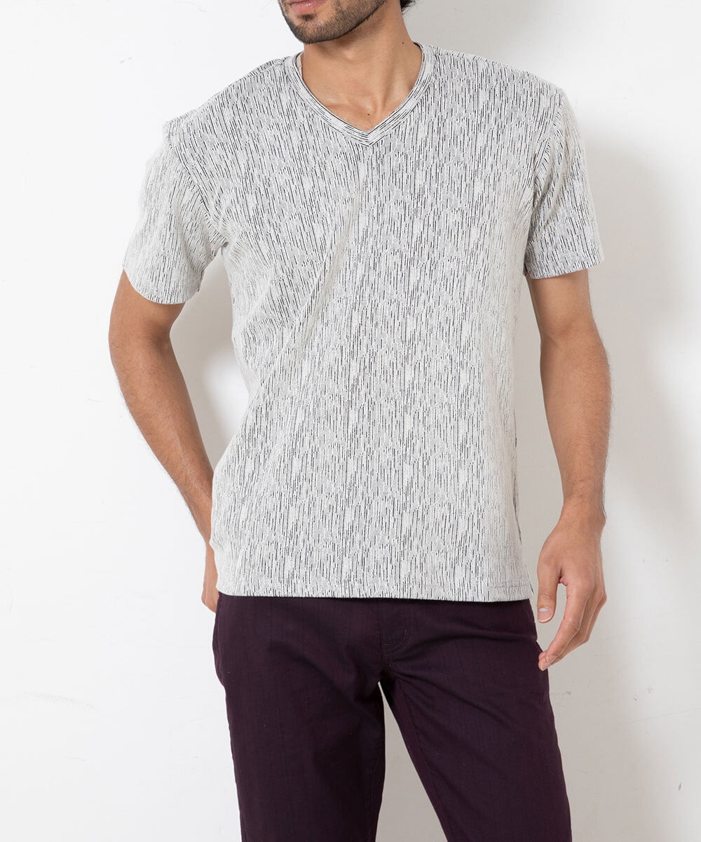 MKKGR46045 MK MICHEL KLEIN HOMME(MKミッシェルクランオム) スマートＶネックＴシャツ ライトグレー