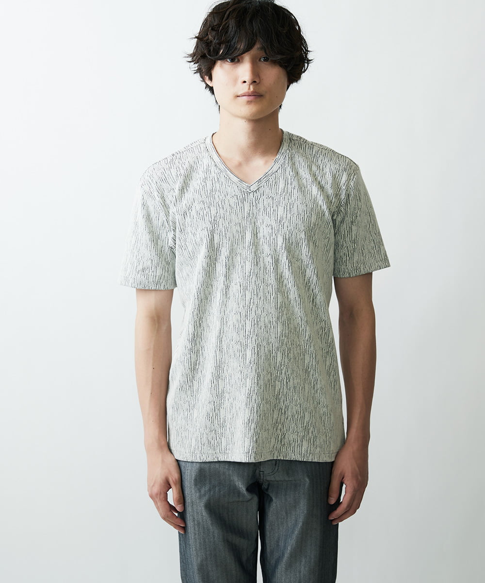 MKKGR46045 MK MICHEL KLEIN HOMME(MKミッシェルクランオム) スマートＶネックＴシャツ ライトグレー