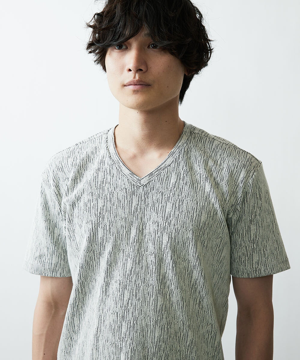 MKKGR46045 MK MICHEL KLEIN HOMME(MKミッシェルクランオム) スマートＶネックＴシャツ ライトグレー