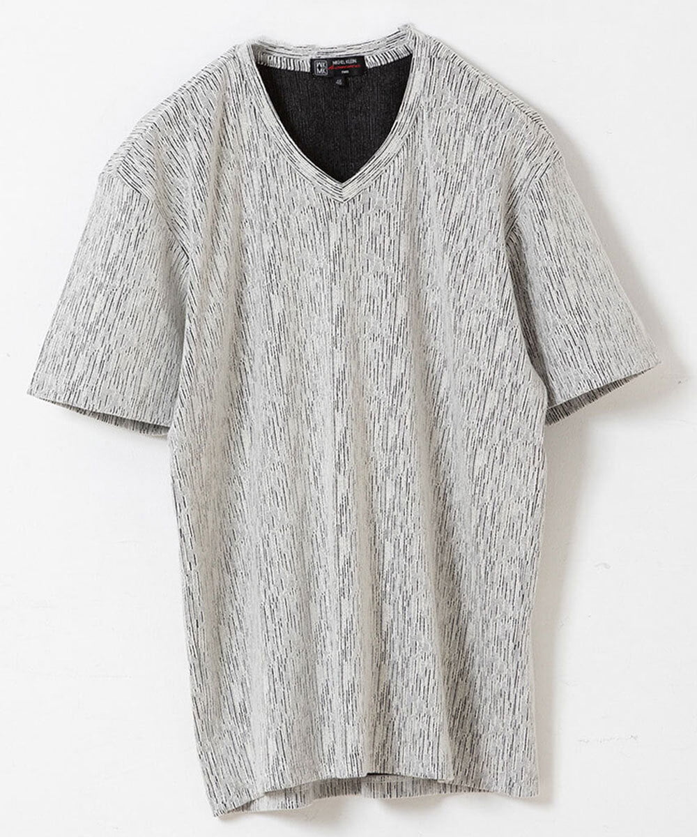 MKKGR46045 MK MICHEL KLEIN HOMME(MKミッシェルクランオム) スマートＶネックＴシャツ ライトグレー