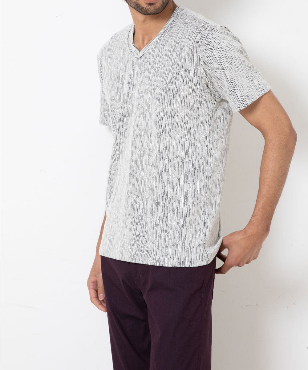 MKKGR46045 MK MICHEL KLEIN HOMME(MKミッシェルクランオム) スマートＶネックＴシャツ ライトグレー