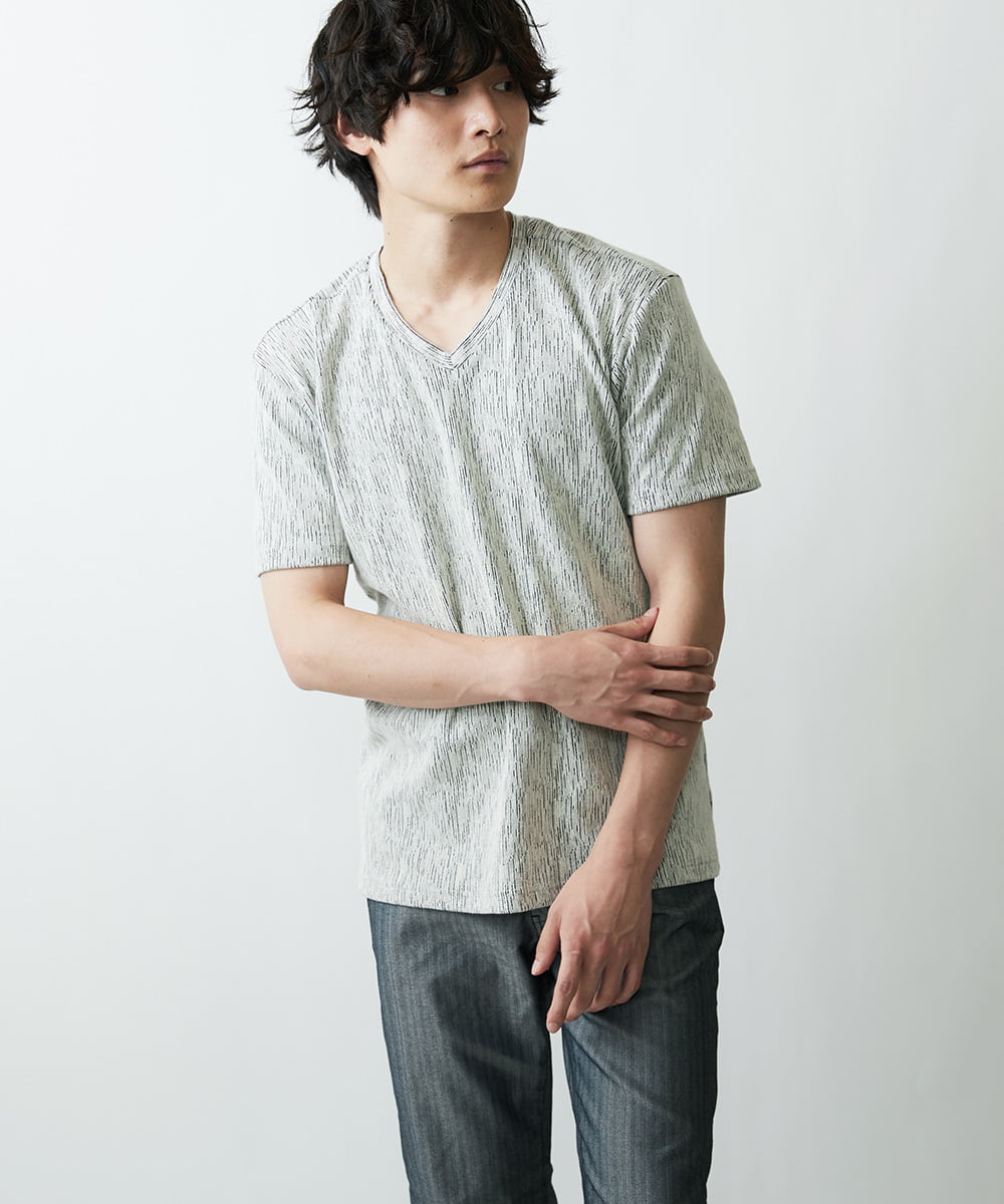 MKKGR46045 MK MICHEL KLEIN HOMME(MKミッシェルクランオム) スマートＶネックＴシャツ ライトグレー