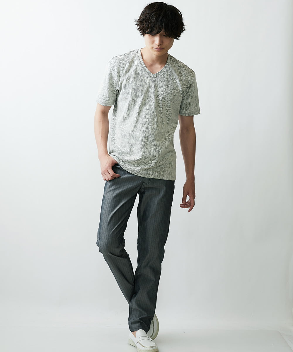 MKKGR46045 MK MICHEL KLEIN HOMME(MKミッシェルクランオム) スマートＶネックＴシャツ ライトグレー