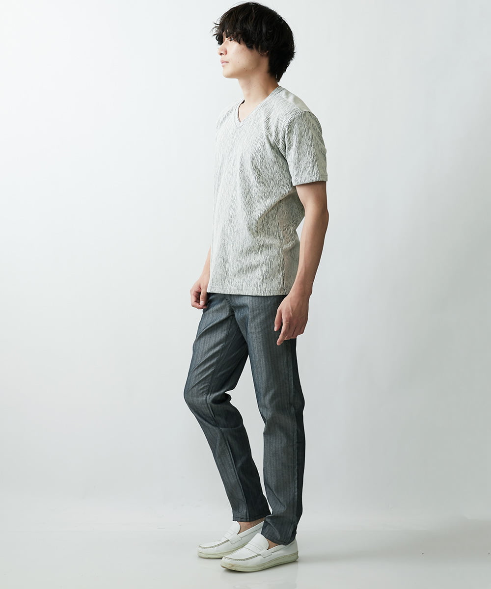 MKKGR46045 MK MICHEL KLEIN HOMME(MKミッシェルクランオム) スマートＶネックＴシャツ ライトグレー